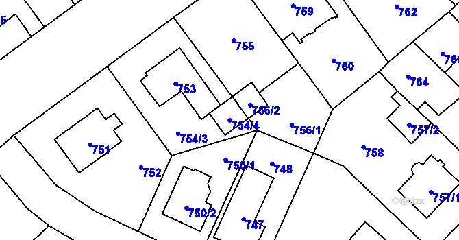 Parcela st. 754/4 v KÚ Suchdol, Katastrální mapa