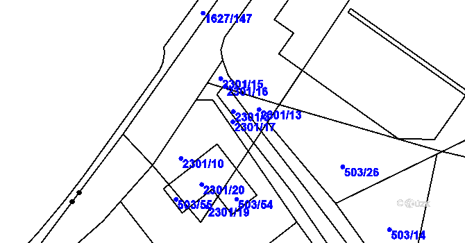 Parcela st. 2301/17 v KÚ Suchdol, Katastrální mapa