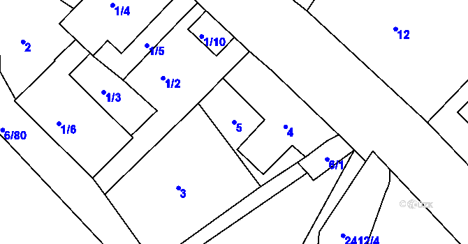 Parcela st. 5 v KÚ Suchdol, Katastrální mapa