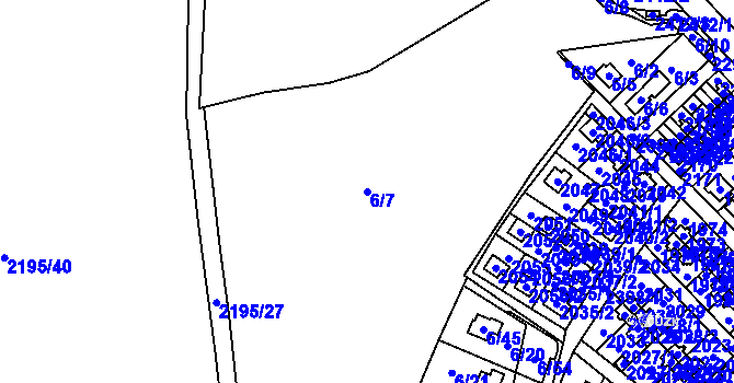 Parcela st. 6/7 v KÚ Suchdol, Katastrální mapa