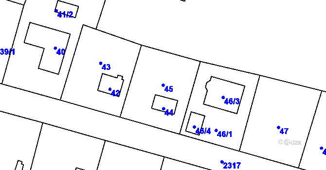 Parcela st. 45 v KÚ Suchdol, Katastrální mapa