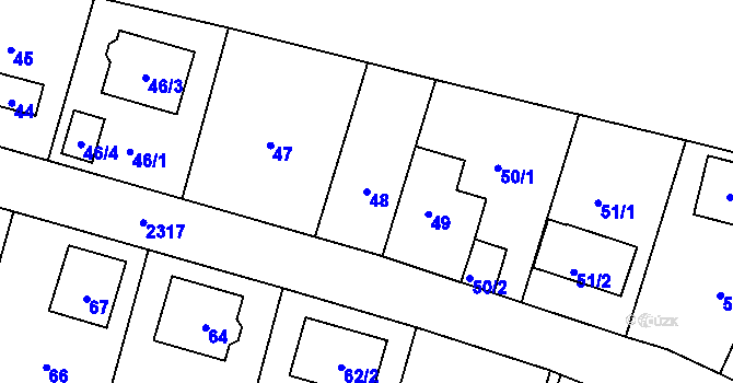 Parcela st. 48 v KÚ Suchdol, Katastrální mapa