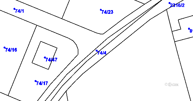 Parcela st. 74/4 v KÚ Suchdol, Katastrální mapa