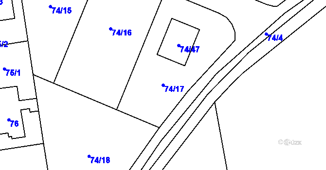 Parcela st. 74/17 v KÚ Suchdol, Katastrální mapa