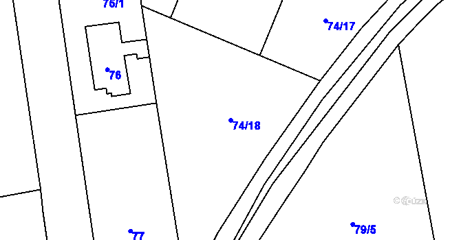 Parcela st. 74/18 v KÚ Suchdol, Katastrální mapa