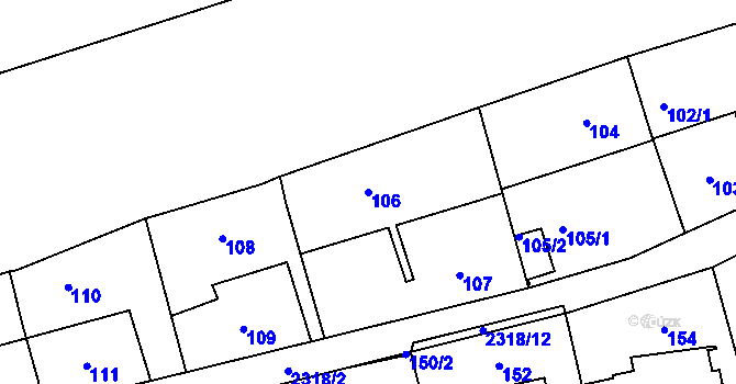 Parcela st. 106 v KÚ Suchdol, Katastrální mapa