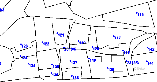 Parcela st. 119 v KÚ Suchdol, Katastrální mapa