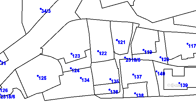 Parcela st. 122 v KÚ Suchdol, Katastrální mapa