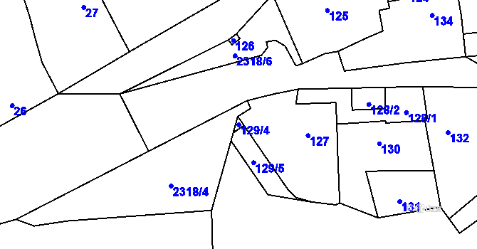 Parcela st. 129/4 v KÚ Suchdol, Katastrální mapa