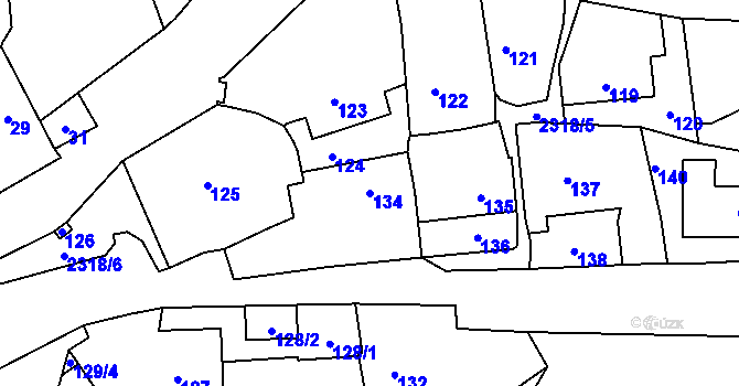 Parcela st. 134 v KÚ Suchdol, Katastrální mapa