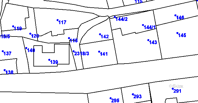 Parcela st. 141 v KÚ Suchdol, Katastrální mapa