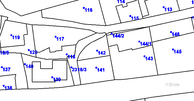 Parcela st. 142 v KÚ Suchdol, Katastrální mapa