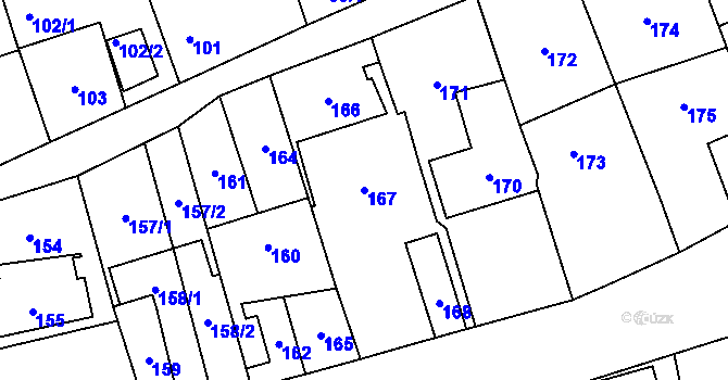 Parcela st. 167 v KÚ Suchdol, Katastrální mapa