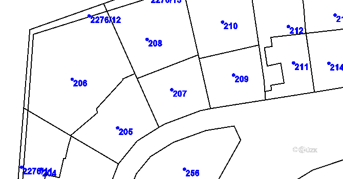 Parcela st. 207 v KÚ Suchdol, Katastrální mapa