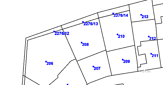 Parcela st. 208 v KÚ Suchdol, Katastrální mapa