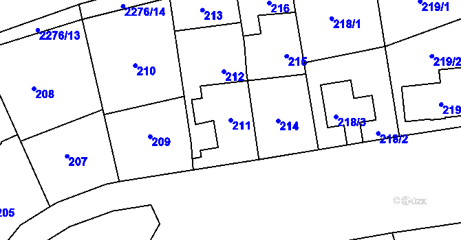 Parcela st. 211 v KÚ Suchdol, Katastrální mapa