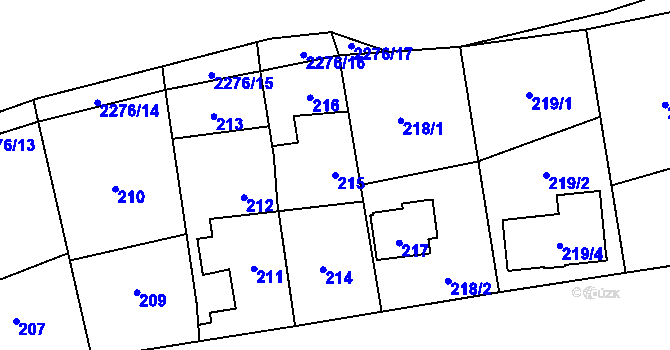Parcela st. 215 v KÚ Suchdol, Katastrální mapa