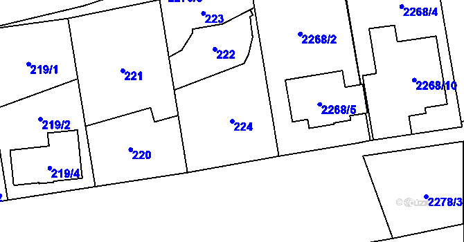 Parcela st. 224 v KÚ Suchdol, Katastrální mapa