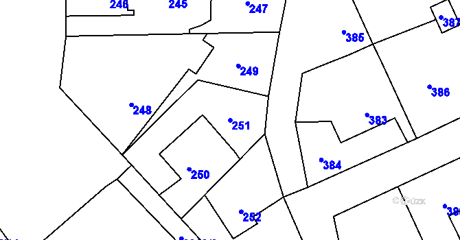 Parcela st. 251 v KÚ Suchdol, Katastrální mapa