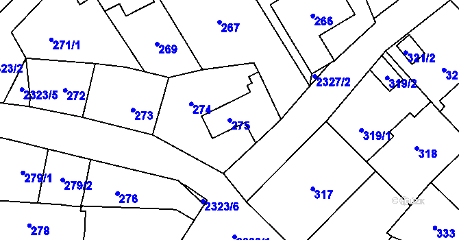 Parcela st. 275 v KÚ Suchdol, Katastrální mapa