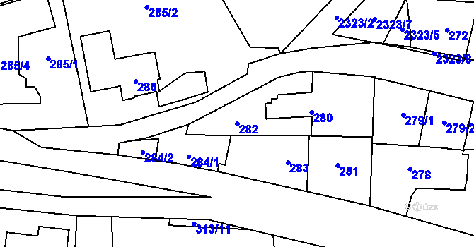 Parcela st. 282 v KÚ Suchdol, Katastrální mapa