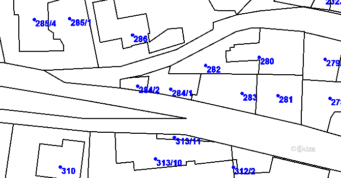 Parcela st. 284/1 v KÚ Suchdol, Katastrální mapa