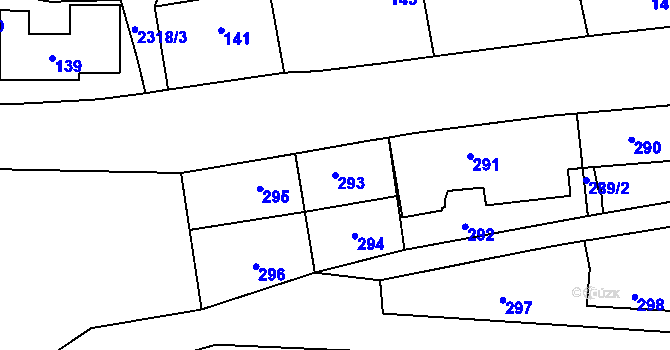 Parcela st. 293 v KÚ Suchdol, Katastrální mapa