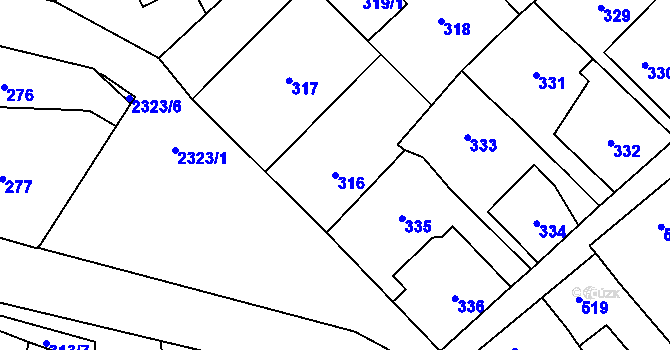 Parcela st. 316 v KÚ Suchdol, Katastrální mapa