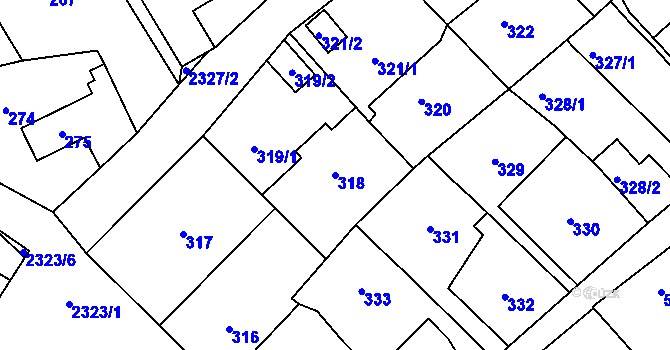 Parcela st. 318 v KÚ Suchdol, Katastrální mapa
