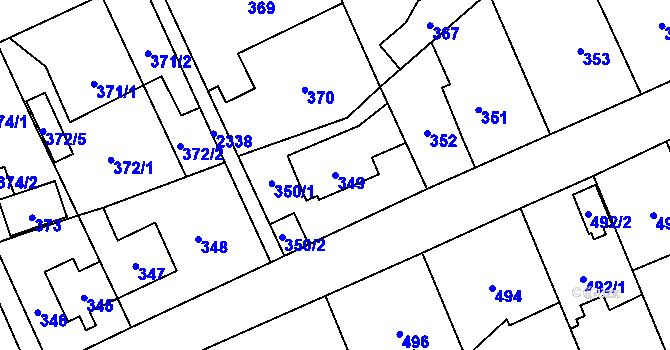 Parcela st. 349 v KÚ Suchdol, Katastrální mapa