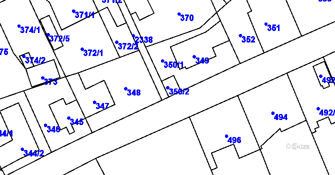 Parcela st. 350/2 v KÚ Suchdol, Katastrální mapa