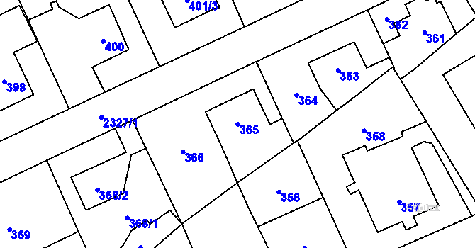 Parcela st. 365 v KÚ Suchdol, Katastrální mapa
