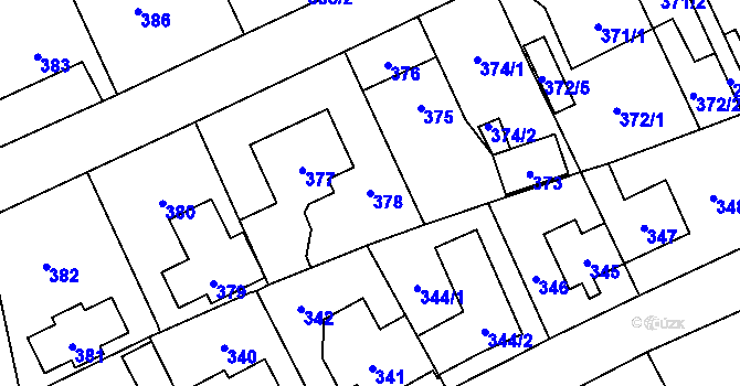 Parcela st. 378 v KÚ Suchdol, Katastrální mapa