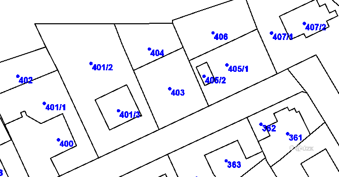 Parcela st. 403 v KÚ Suchdol, Katastrální mapa