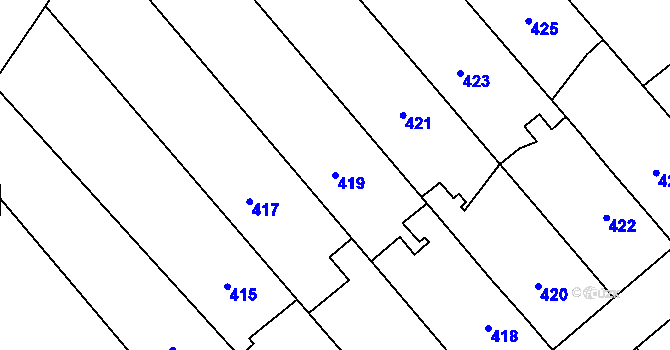 Parcela st. 419 v KÚ Suchdol, Katastrální mapa