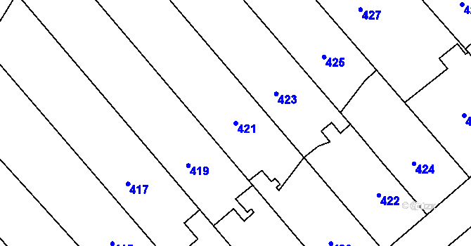 Parcela st. 421 v KÚ Suchdol, Katastrální mapa