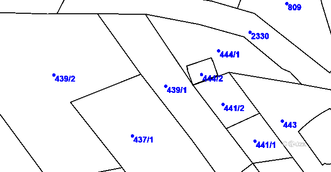 Parcela st. 439/1 v KÚ Suchdol, Katastrální mapa