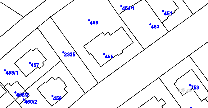Parcela st. 455 v KÚ Suchdol, Katastrální mapa