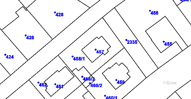Parcela st. 457 v KÚ Suchdol, Katastrální mapa
