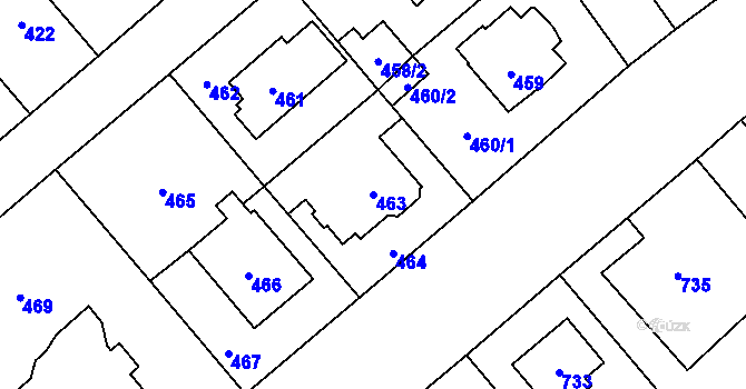 Parcela st. 463 v KÚ Suchdol, Katastrální mapa