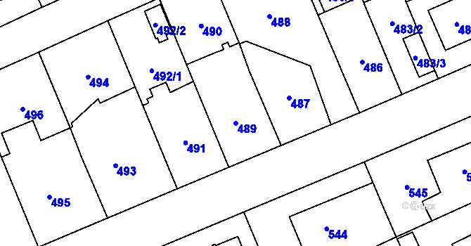Parcela st. 489 v KÚ Suchdol, Katastrální mapa