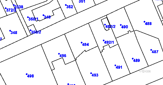 Parcela st. 494 v KÚ Suchdol, Katastrální mapa