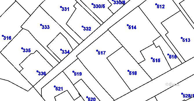 Parcela st. 517 v KÚ Suchdol, Katastrální mapa
