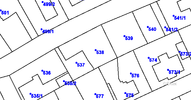 Parcela st. 538 v KÚ Suchdol, Katastrální mapa