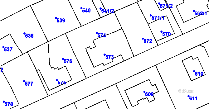 Parcela st. 573 v KÚ Suchdol, Katastrální mapa