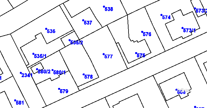 Parcela st. 577 v KÚ Suchdol, Katastrální mapa