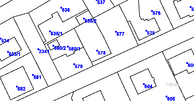 Parcela st. 578 v KÚ Suchdol, Katastrální mapa
