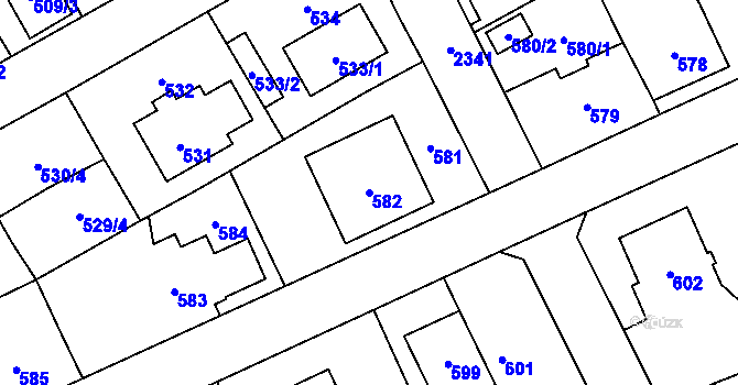Parcela st. 582 v KÚ Suchdol, Katastrální mapa