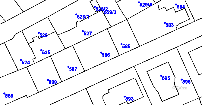 Parcela st. 586 v KÚ Suchdol, Katastrální mapa