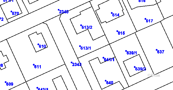 Parcela st. 613 v KÚ Suchdol, Katastrální mapa